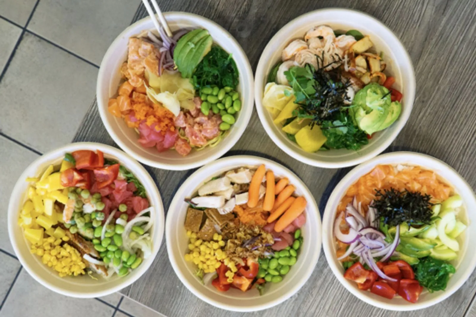 Premium poke bowls with salmon, tuna, shrimp and fresh toppings at Poke King, a Hawaiian Restaurant in Spokane